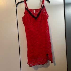 Lace, see through, red lingerie